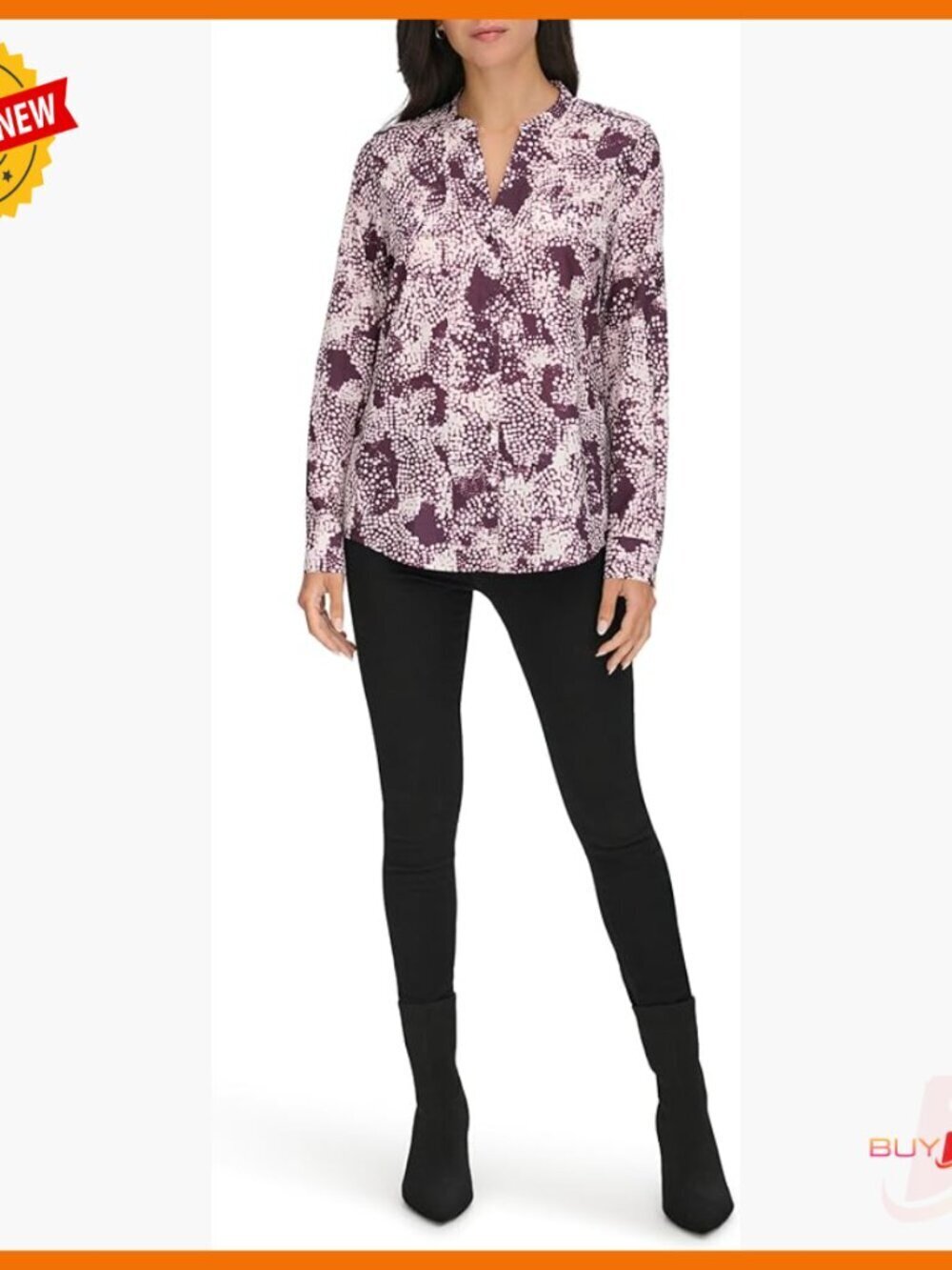 Long Sleeve Button Down Blouse, Regular Fit Polyester Activewear Top